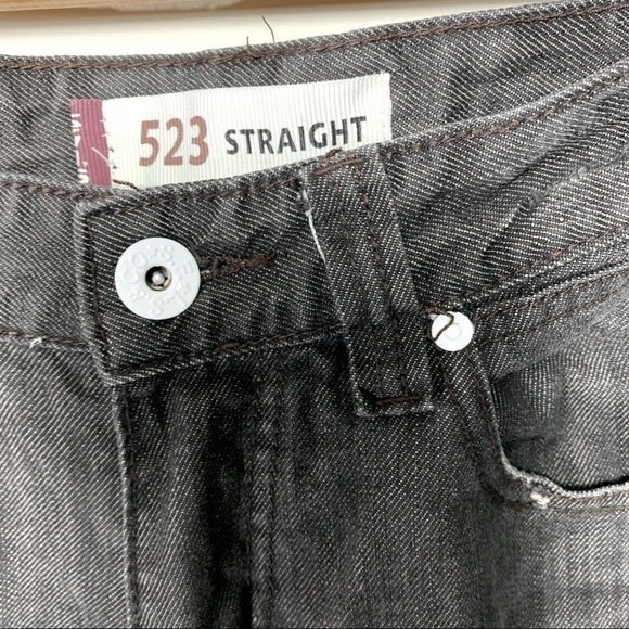 LEVI'S Vintage 523 Distressed Black Straight Fit Jeans Stone Wash Denim Sz 34x32 - Picture 7 of 11